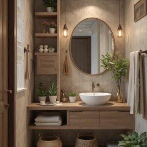 Boho Bathroom_ Woven Decor & Plant Love