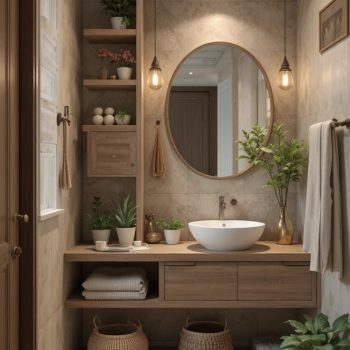 Boho Bathroom_ Woven Decor & Plant Love